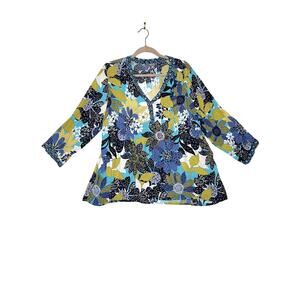 Habitat size XL pop over top purple/green/blue floral atsy lagenlook vacation